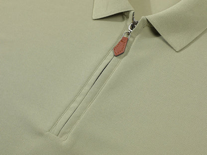 Summer New Men's Fashion Half Pulled Chain Collar Collar Golf T-shirt, Golf Slimming Short Sleeve Top, Casual Men's Top M-5XL