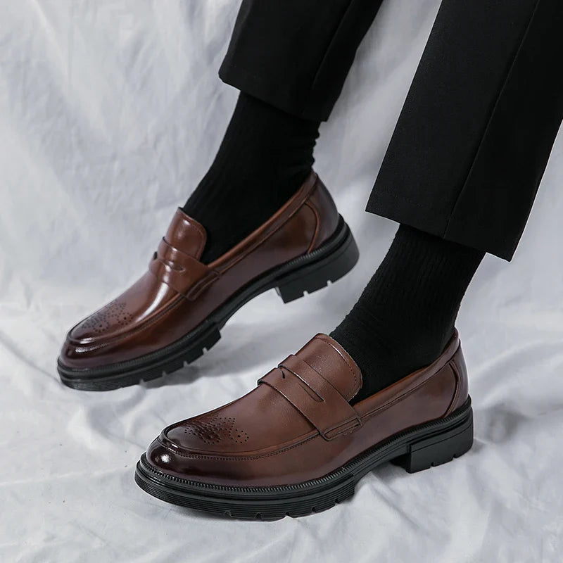 High Quality Men's Dress Shoes Office Casual Business Shoes For Men Brogues Leather Social Wedding Shoes Formal Loafers Male