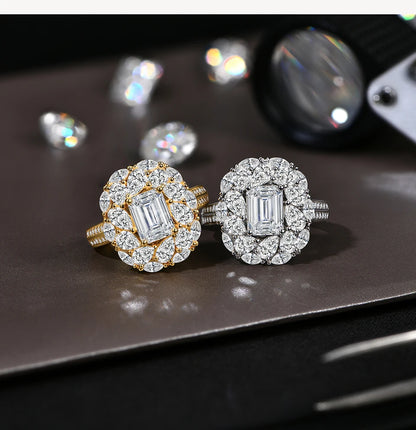 Luxury D VVS1 Color Asscher Cut 2.0CT Moissanite Diamond Rings For Women S925 Silver With Certificate Fine Jewelry New