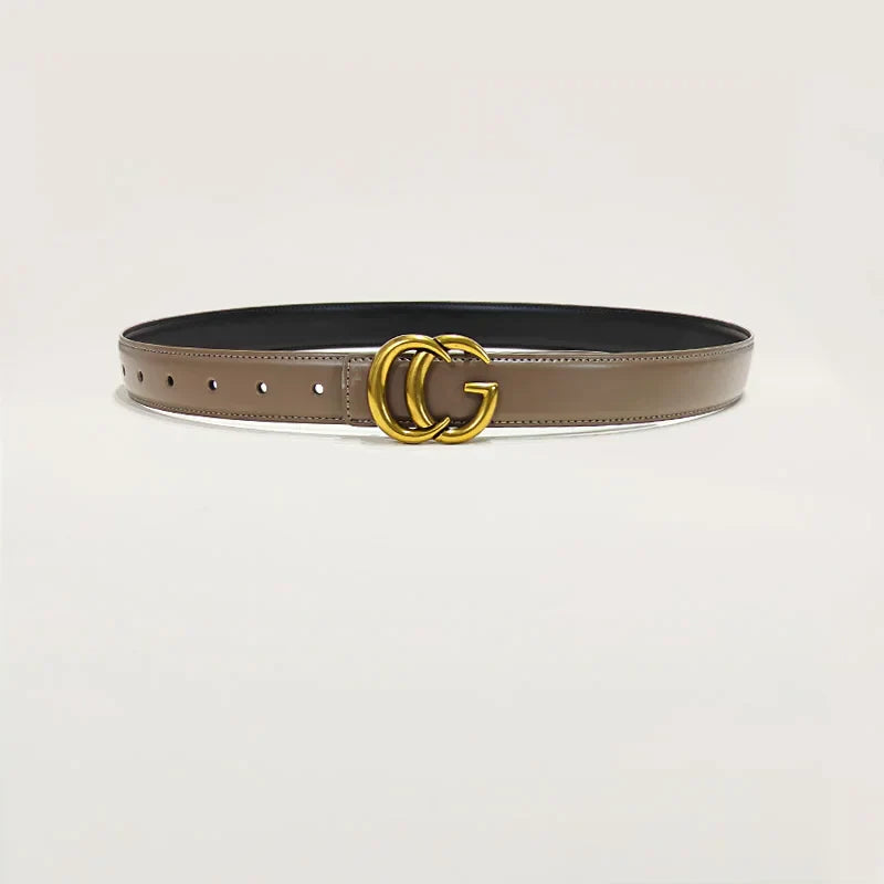 High Quality Luxury Designer Women's Fashion Genuine Leather Belts Female CG Letter Buckle  Dress Jeans Belts For Woman Elegant