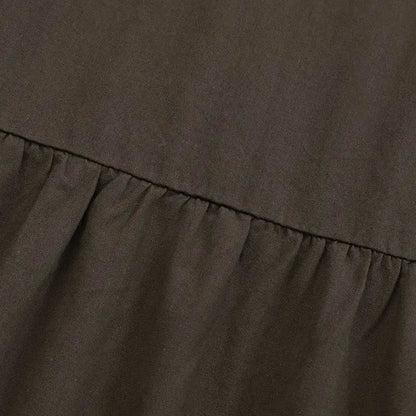 2025 Spring Summer Solid Skirts Vintage Women's Ruffle Sundress Casual Elastic Waist Long Vestidos Female Robe Femme Oversized