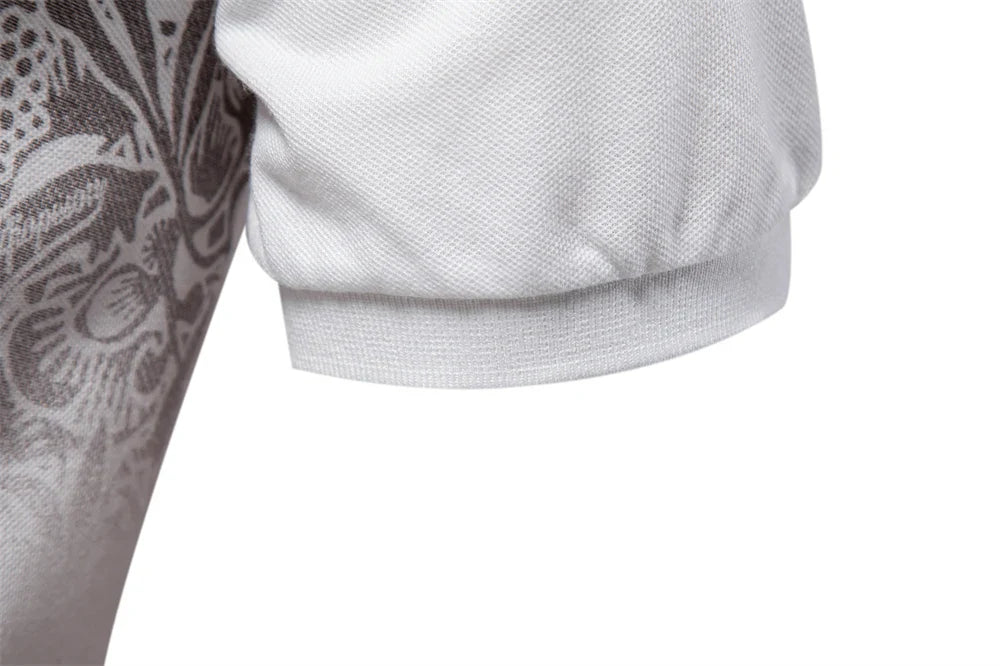 New Design Gradient Printed Cotton Blend Polo Shirts for Men Short Sleeve Summer Fashion Mens Polos