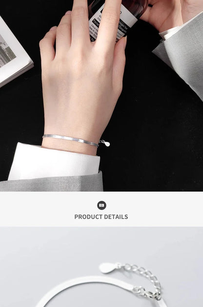 Classic 925 Sterling Silver Charm Braceket or Anklet for Women Adjustable Snake Bone Chain Fine Jewelry 2020 Design
