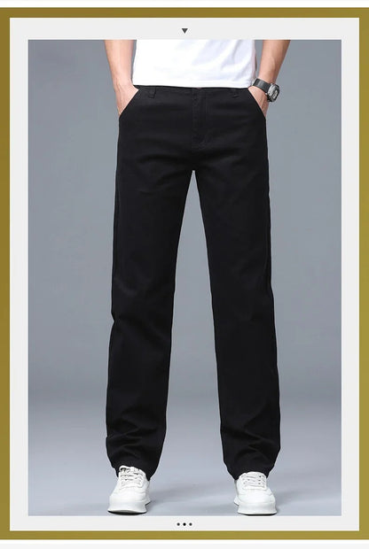 Men's Straight Leg Jeans Slim Fit Stretch Comfort Denim Pants Korean Casual Fashion Minimalist Business Male Daily Trousers