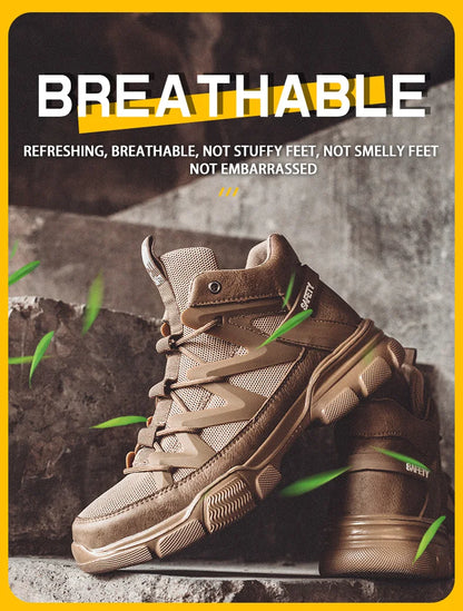 Work Safety Shoes Men's Safety Boots Anti-smash Work Shoes With  Plastic steel head Shoes Men Work Boots Anti-stab Safety Sneake
