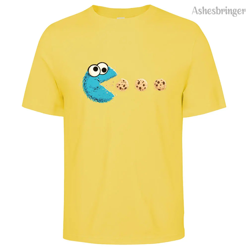 Mens Cotton Funny NomNom-Cookie Adventure Graphic T Shirt on Unisex Street Casual Style Tee for Men and Women