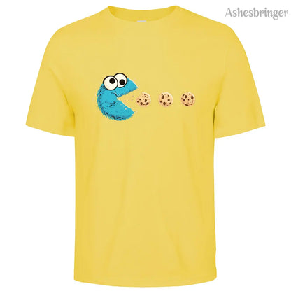 Mens Cotton Funny NomNom-Cookie Adventure Graphic T Shirt on Unisex Street Casual Style Tee for Men and Women