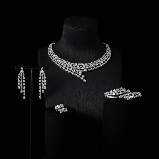 00046 Luxury Bridal Cubic Zirconia Necklace Set for Women Dubai Jewelry Sets  Wed Jewelri Wedding & Engagement musulman ens