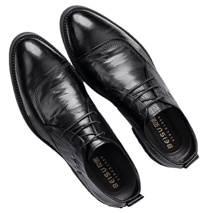 Sapatos Masculinos de Couro Genuíno – Preto/Marrom, Social de Amarrar, EU 40–48