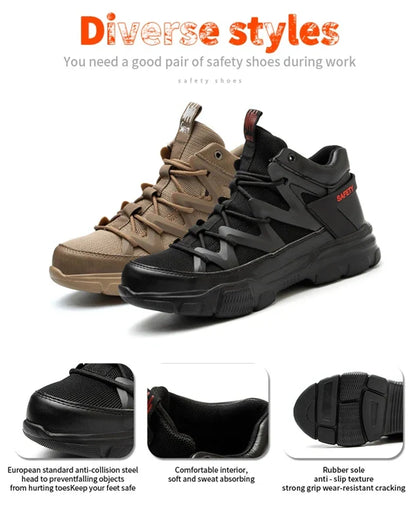 Autumn Work Safety Shoes Men Safety Boots Anti-smash Anti-stab Work Shoes Sneakers Steel Toe Shoes Male Work Boot Indestructible