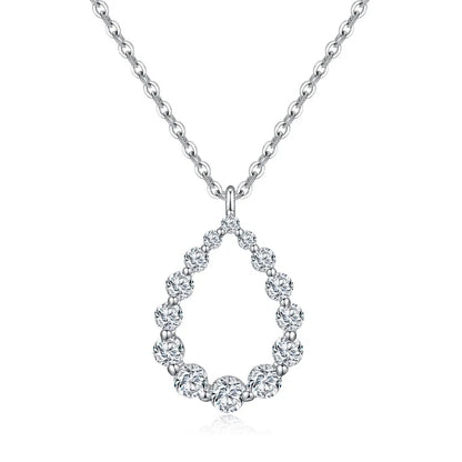 Hollow Waterdrop Full Moissanite Diamond Pendant Necklace For Women S925 Silver Plated 18k Gold Teardrop Neckchain Fine Jewelry