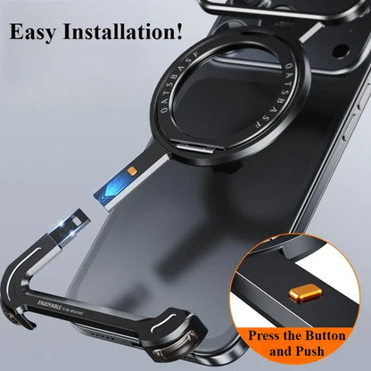 Phone Case for iPhone 17 Pro/Pro Max/17/Air with 360° Rotatable Stand Metal Frameless Magsafe Protective Shockproof