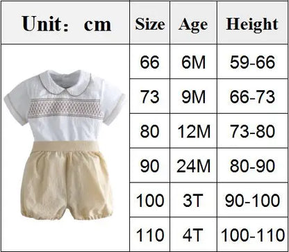 6 Months-4 Years Toddler Boy Summer Outfit Top with Shorts 2PCS Spanish Clothes Baby Infant Cotton Daily Gentleman Boutique Set