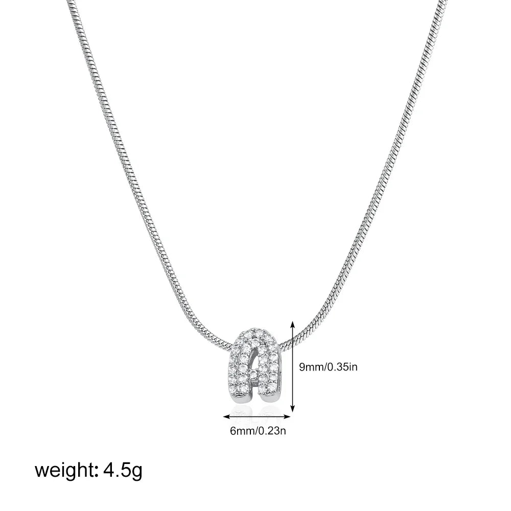 Fashion Tiny CZ Zircon Initial Alphabet Pendant Neckalce Gold Plated Stainless Steel A-Z Letter Necklaces Birthday Gifts Jewelry