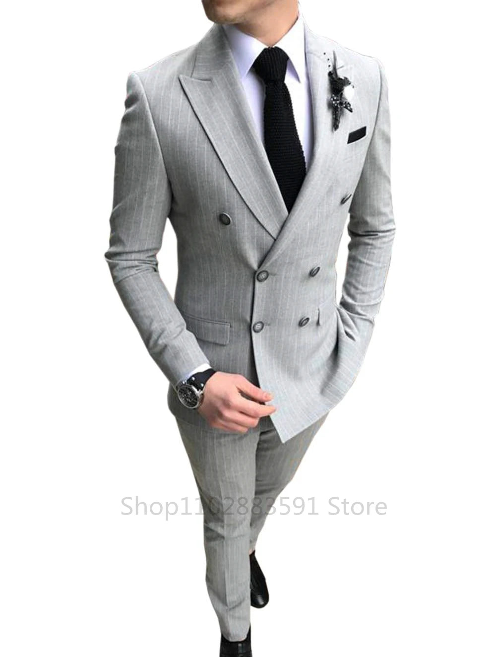 2 Pieces Luxury Men's Striped Wedding CasualTuxedo Men's British Slim Suit Men's Quality Business Social Club Suit Costume Homme