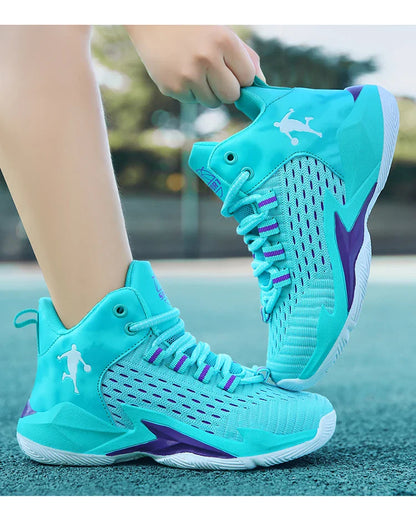 A pair of children's four-season high-top mesh basketball shoes, wear-resistant and comfortable sneakers, size 30-40，CT-685