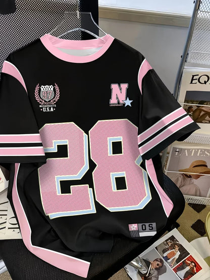 Summer Number Digital 3D Printed T-Shirt for Kids Sports Style Top Patchwork Short Sleeve Sports Football Jersey Y2k Loose Tops