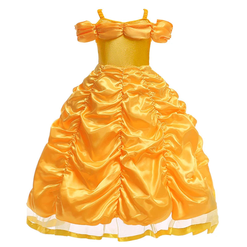 Fancy Girls Belle Halloween Costumes Carnival Cosplay Cartoon Christmas Beauty Party Princess Dress Tulle Birthday Kids Clothing