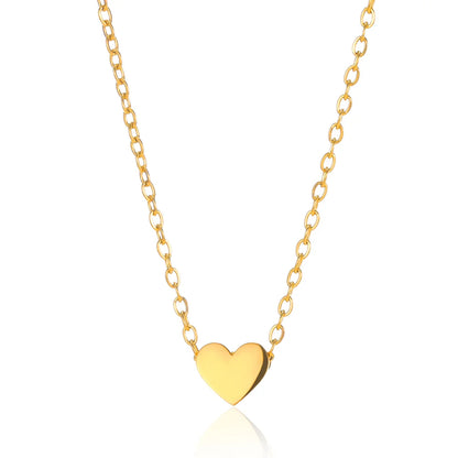 Stainless Steel Love Heart Pendant Necklace For Women Fashion Gold Color Flower Necklace Couple Aesthetic Jewelry Accessories
