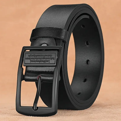 New Leather Cowhide Men's Belt Fashion Metal Alloy Pin Buckle Adult Luxury Brand Jeans Business Casual Waist Male Strap Brand