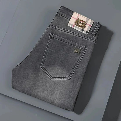 Men's Jeans Affordable Fashionable Elastic Slim Fit Light Straight-leg High-end Denim Long Pants Men's Trousers Denim Long Pants