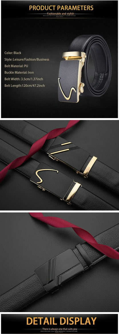 Fashion Business Men's Belt Genuine Luxury Brand Belt Metal Buckle Belt High-Quality PU Leather Soft Belt With Cargo Pants Jeans