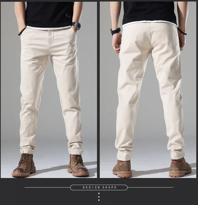 Spring New Men Casual Pants Slim Fit Stretch Arrivals Fashion Button Desinger Men's Streetwear Brand Male Clothing