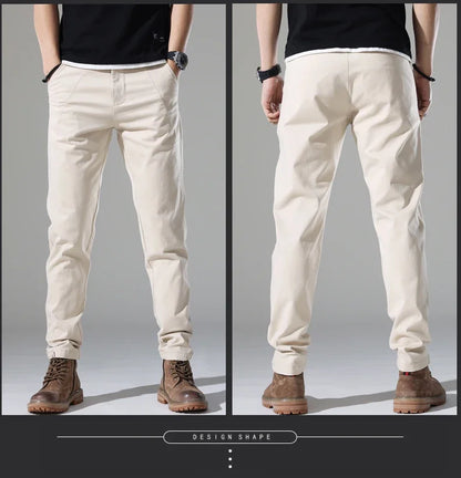 Spring New Men Casual Pants Slim Fit Stretch Arrivals Fashion Button Desinger Men's Streetwear Brand Male Clothing