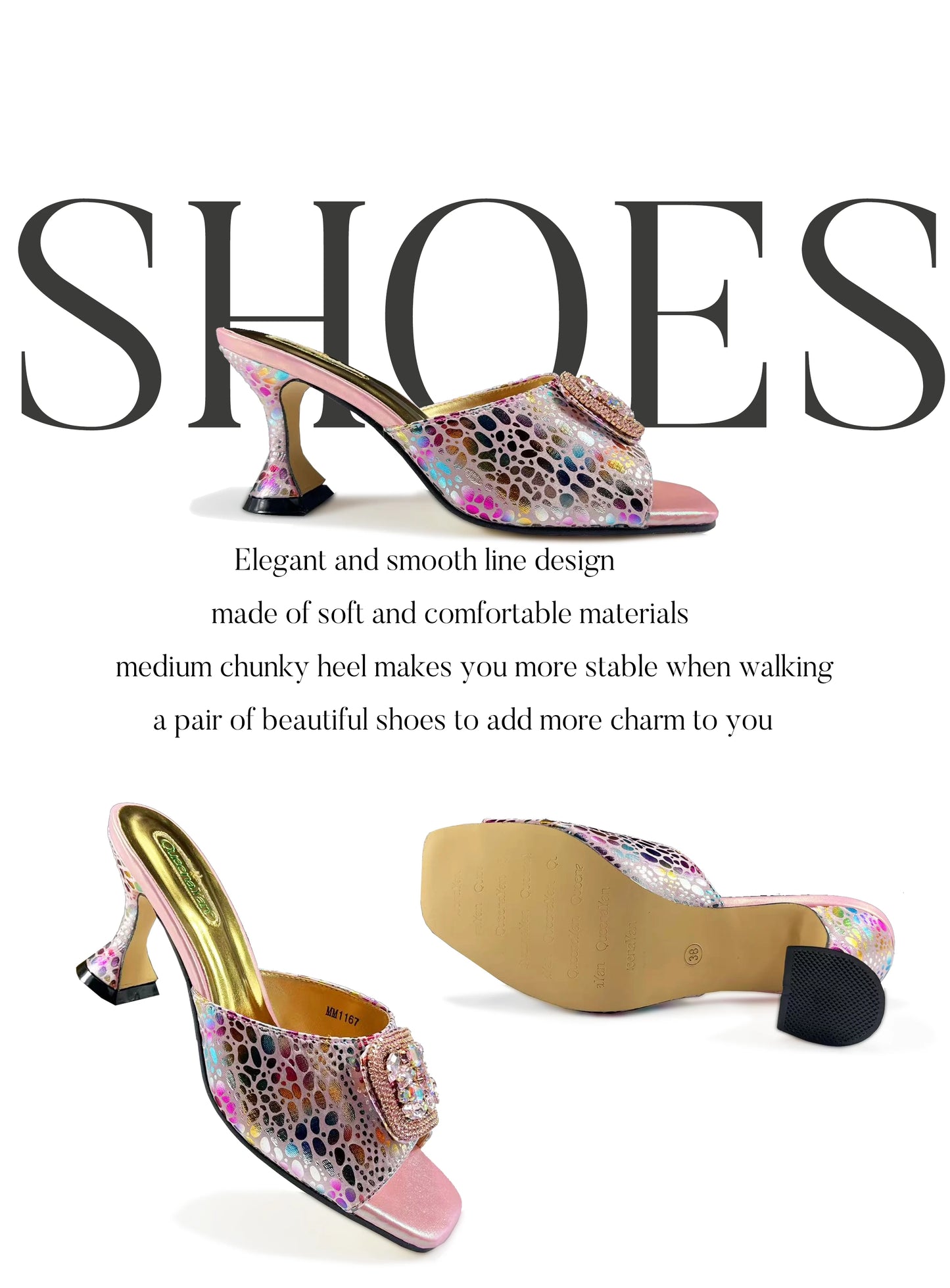 Fashion Newest Arrival Orange Color Square Toe Women Sandals Shoes Matching Bag Set for Ladies Wedding Party Pump
