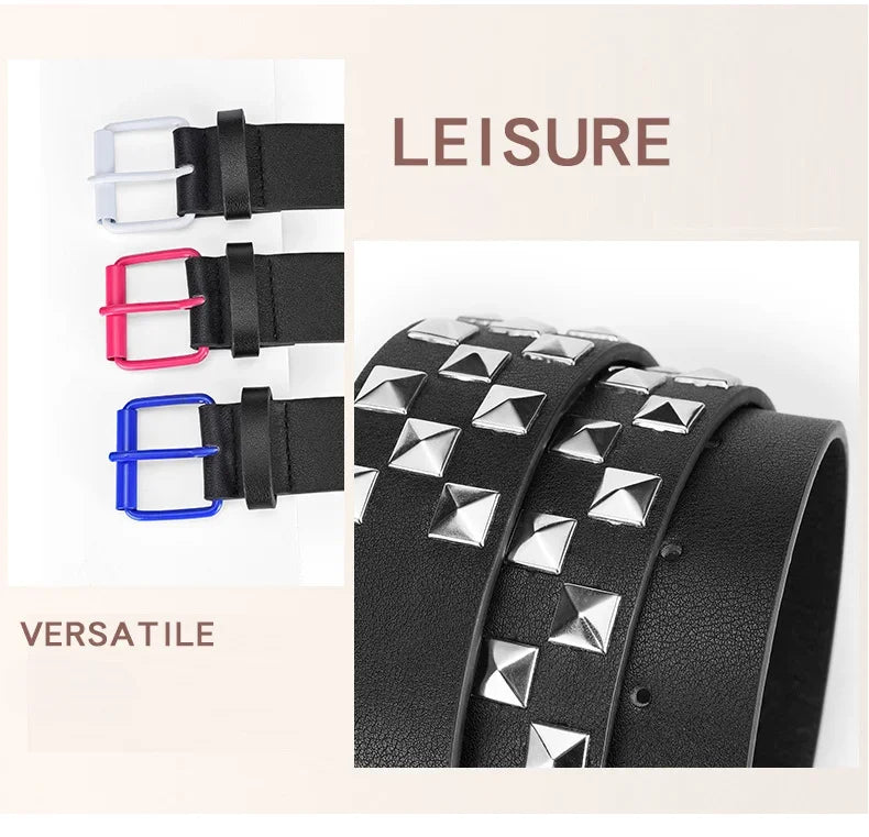 Width 3.8cm Hip-hop Punk Women's Belt Fashion Trend All-match Jeans Accessories Girdle Music Festival Y2k Girl Pu Waistband