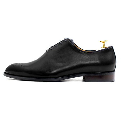 Genuine Leather Mens Formal Shoes Handmade Classic Whole Cut Oxfords Business Lace-up Plain Toe Wedding Dress Shoes for Men