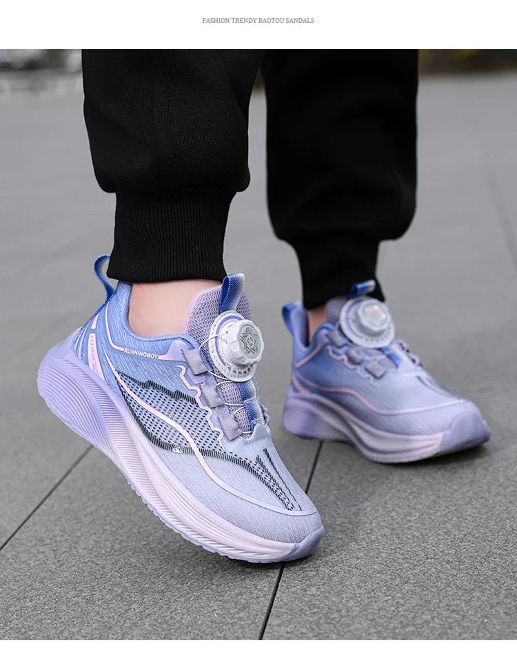 Outdoor Lace-up Boys Girls Knit Jogging Shoes Gym Sneakers Children‘s Basketball Shoes Non-slip Breathable Sports Training Shoes