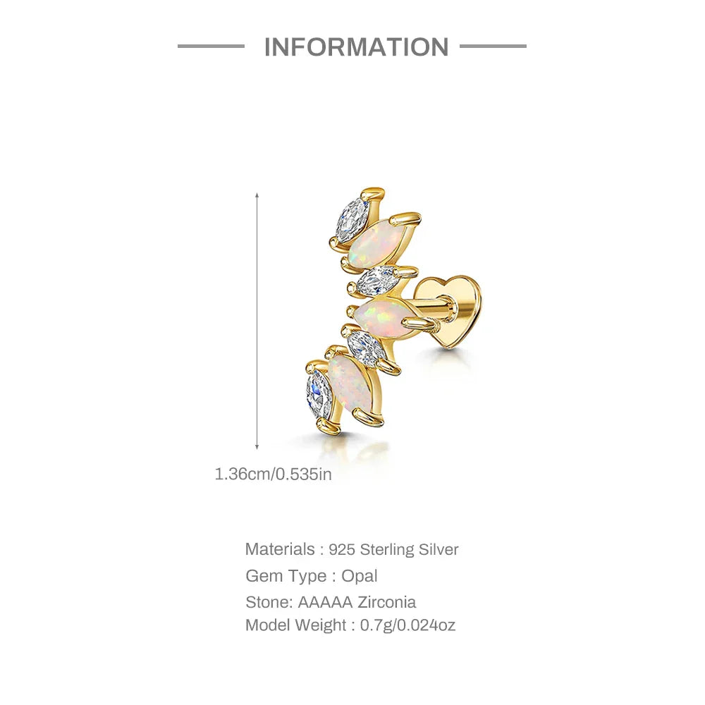925 Sterling Silver White Zircon Opal Earrings For Women Girl Wedding Engagement Jewelry Delicate Ear Buckle jewelry