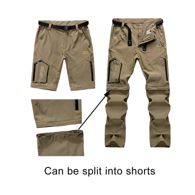 Men's Breathable Sports Pants Lightweight Hiking with Zipper Pocket Quick Dry Water Resistant Fishing Travel Trousers