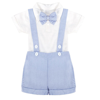 Summer Kids Baby Boys Short Sleeve Rompers + Braces Shorts Clothing Sets Baby Boys Gentleman Children's Clothes Suit