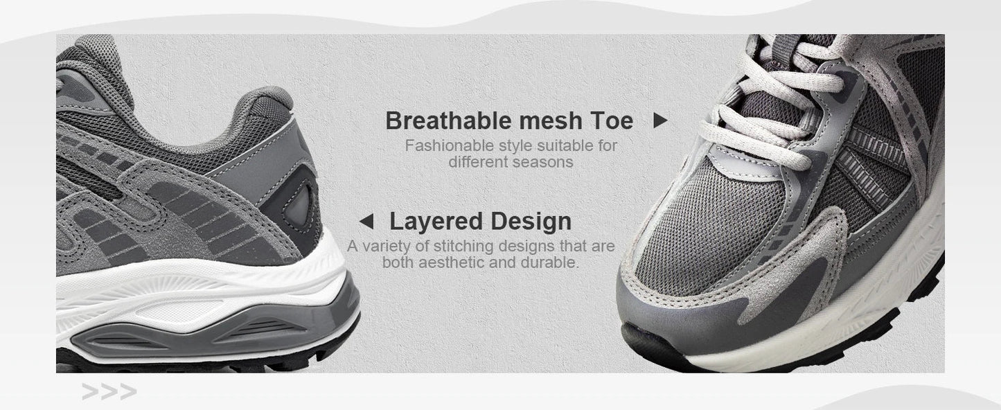 New Men Running Shoes Outdoor Casual Lightweight Breathable Sneakers Male Cushioning Non-Slip Vintage Sports Shoes