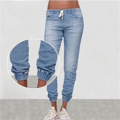 Denim Pants Casual Loose Slim Fit Stretch Long Trousers