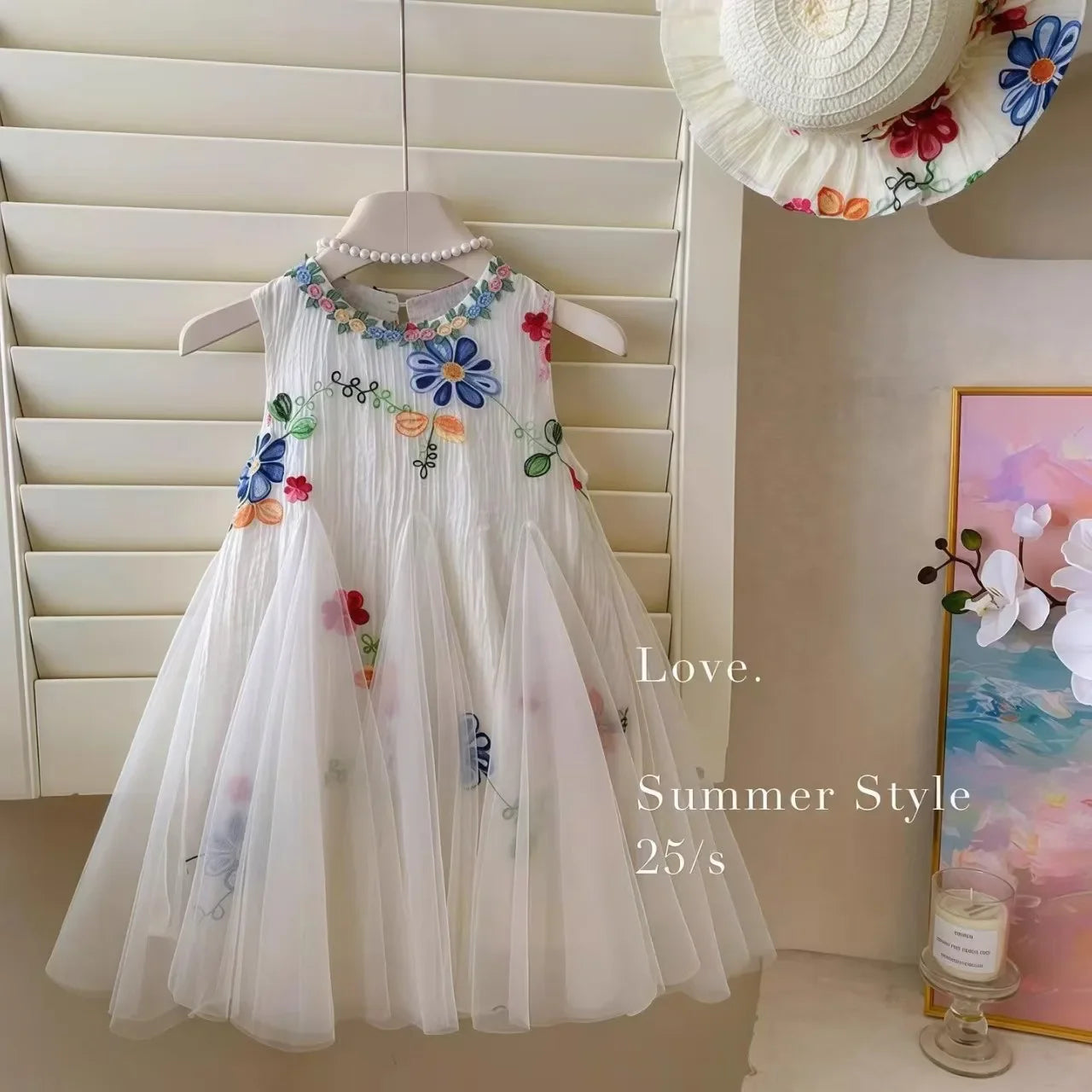 Children's Weeding Paty Princess Dress Kids Sleeveless Vest Vacation Style Dress Trendy Girls' Summer New Stylish Flowers Dress