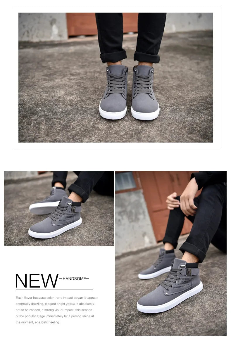 Men's Boots  New Korean Version Men's Shoes High Top Skateboard Shoes Retro Platform Casual Lace Up Men Fashion Boots 2025