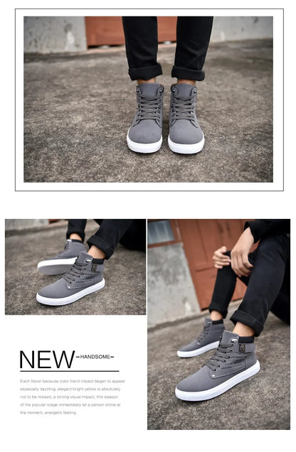 Men's Boots  New Korean Version Men's Shoes High Top Skateboard Shoes Retro Platform Casual Lace Up Men Fashion Boots 2025
