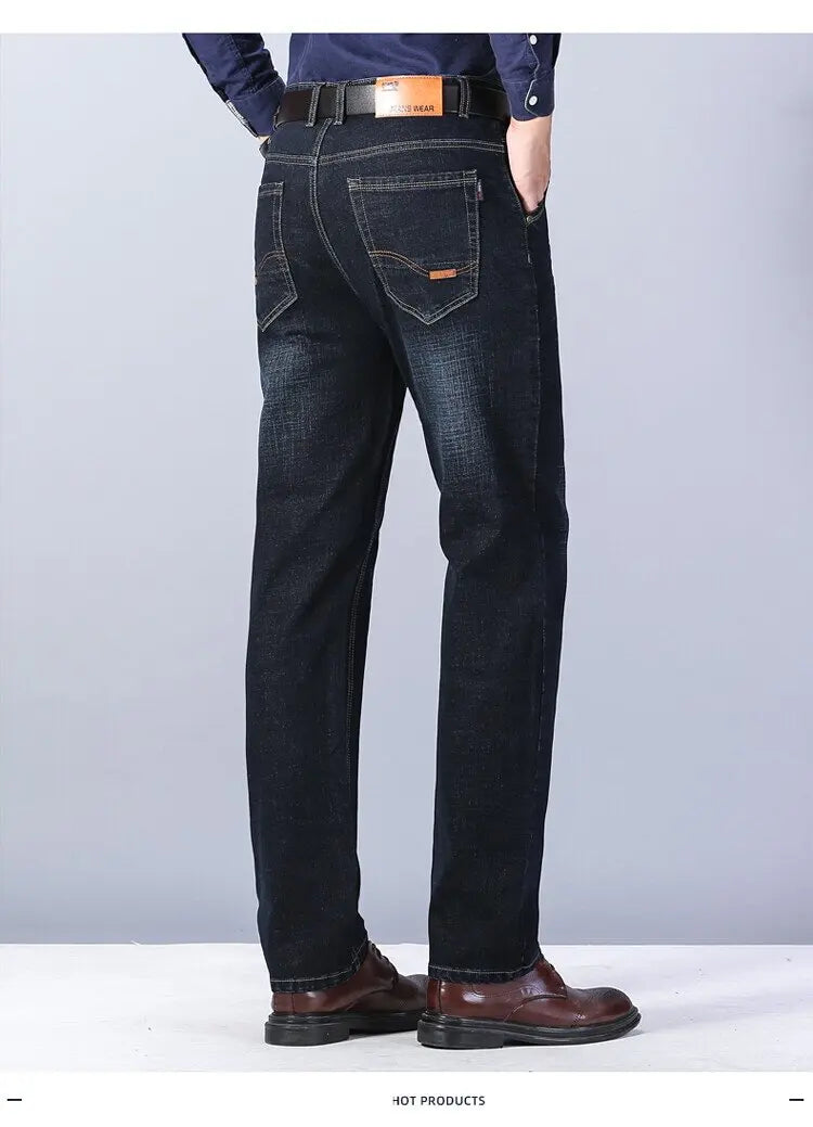 2024 Spring and Autumn New Fashion Trend Solid Color Straight Leg Jeans Men's Casual Relaxed Comfortable Breathable Trousers