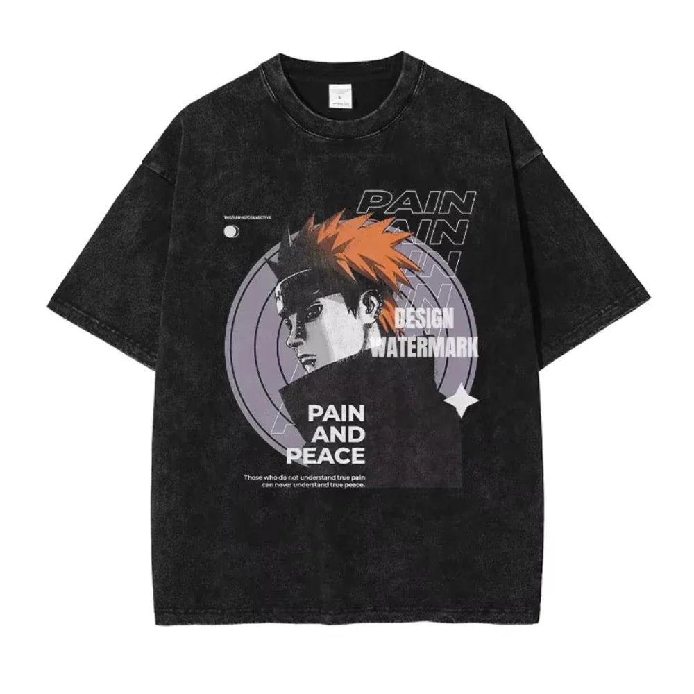 T-shirts Vintage Washed Uchiha Itachi Printed T Shirt Oversize Streetwear Manga Kakashi Minato Obito Tops Tees Man Women