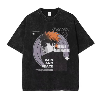 T-shirts Vintage Washed Uchiha Itachi Printed T Shirt Oversize Streetwear Manga Kakashi Minato Obito Tops Tees Man Women