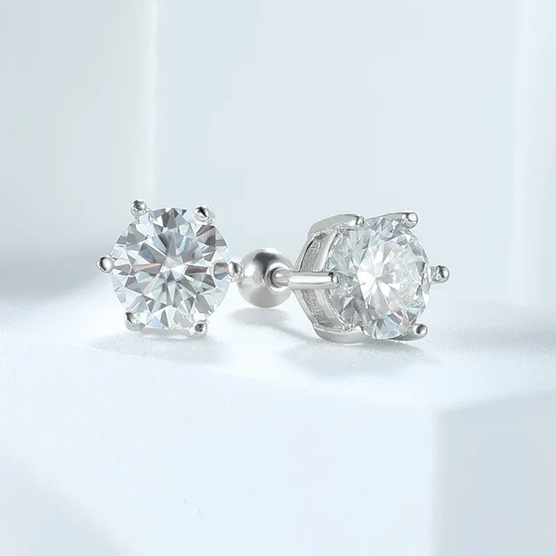 6.5mm Certified Moissanite Stud Earrings for Men Women Created Diamond Studs S925 Rhodium Plated Luxury Quality Jewelry