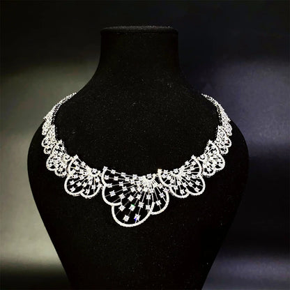 Famous Brand Super Luxury Fan-shaped Design Women Wedding Naija Bridal Cubic Zirconia Necklace Dubai Dress Jewelry Set
