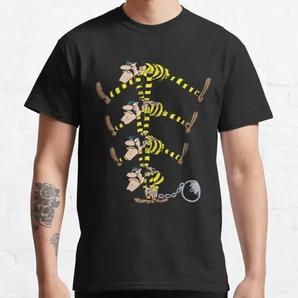 Lucky Luke Cartoon Daltons Tshirt Retro T Shirt Grunge Men Clothing Harajuku Anime Shirt Ropa Hombre Roupas Masculinas Camisetas