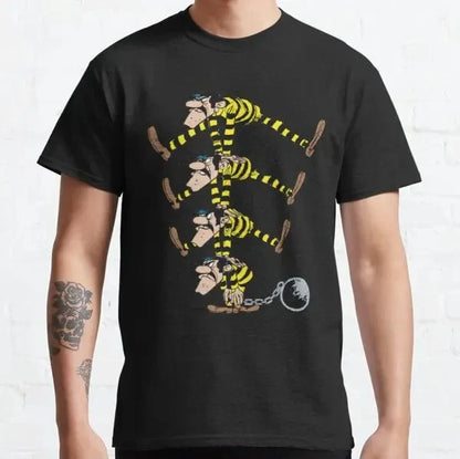 Lucky Luke Cartoon Daltons Tshirt Retro T Shirt Grunge Men Clothing Harajuku Anime Shirt Ropa Hombre Roupas Masculinas Camisetas