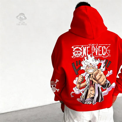 Autumn/Winter Japanese Hot Blood Anime Classic Luffy 5th Grade Hoodie for Men and Women, Casual and Comfortable Top