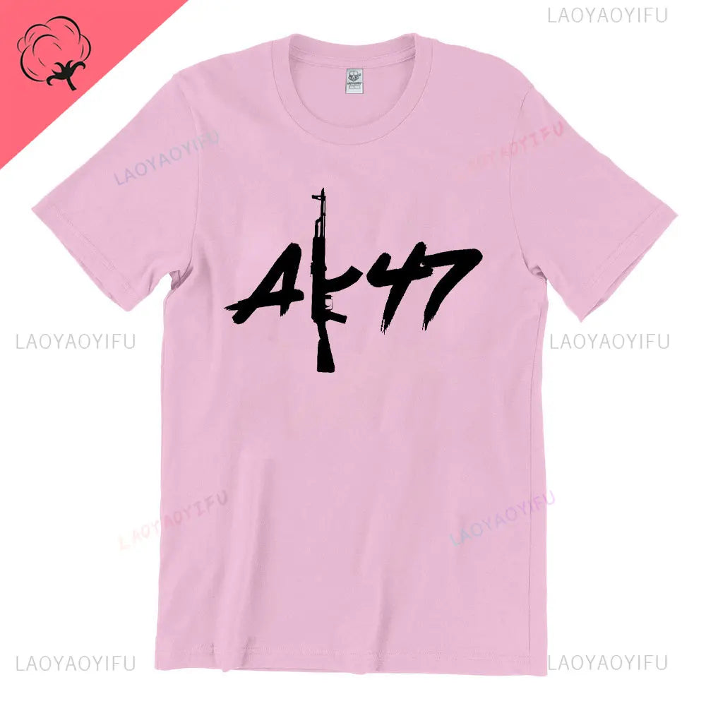 Vintage Classic Man Ak 47 TShirt Casual Fashion Military Fan Printed Cotton Shirt Summer O-neck Breathable Short-sleev Camisetas