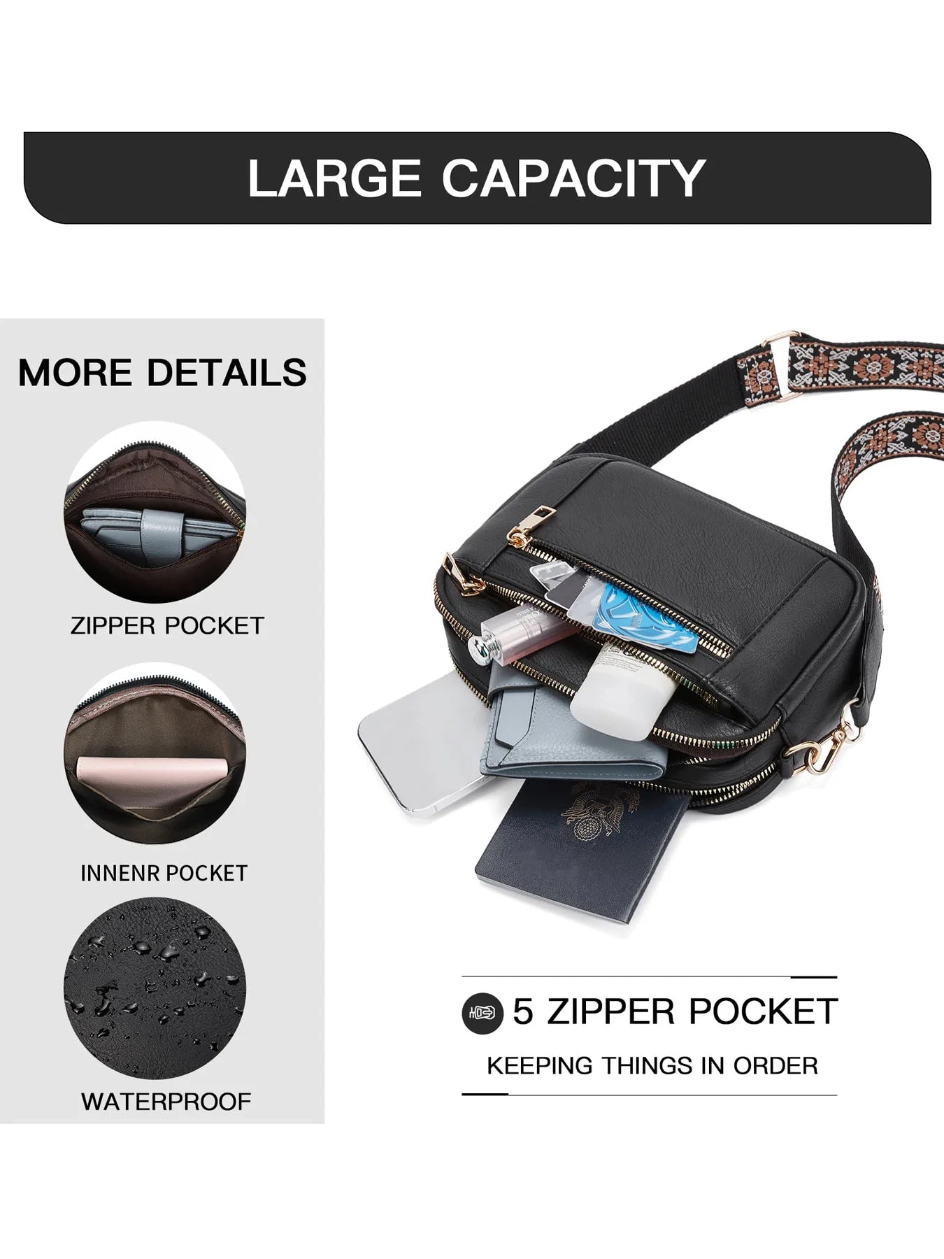 Ladies' Small Square Bag Two-tone Leather Crossbody Bag Large-capacity PU Crossbody Wallet Multi-functional Small Square Bag